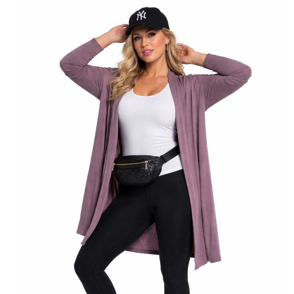 Active‎ Life Womens Mineral Brown Modal Blend Open Front Cardigan XXL Longline
